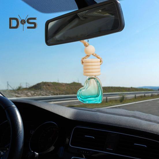 6 ml nachfüllbare Parfümflasche fürs Auto, Dekoration, bunt, Liebe, Herzform, Holzdeckel, Klarglas, Aromatherapie, ätherisches Öl, leere Flasche, hängender Anhänger