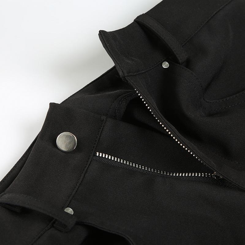 Dámské Zip Splicing Barva Kontrast Osobnost Spice Girl Nízký pas Zeštíhlení Volné Široké nohavice Denim Kalhoty pro volný čas