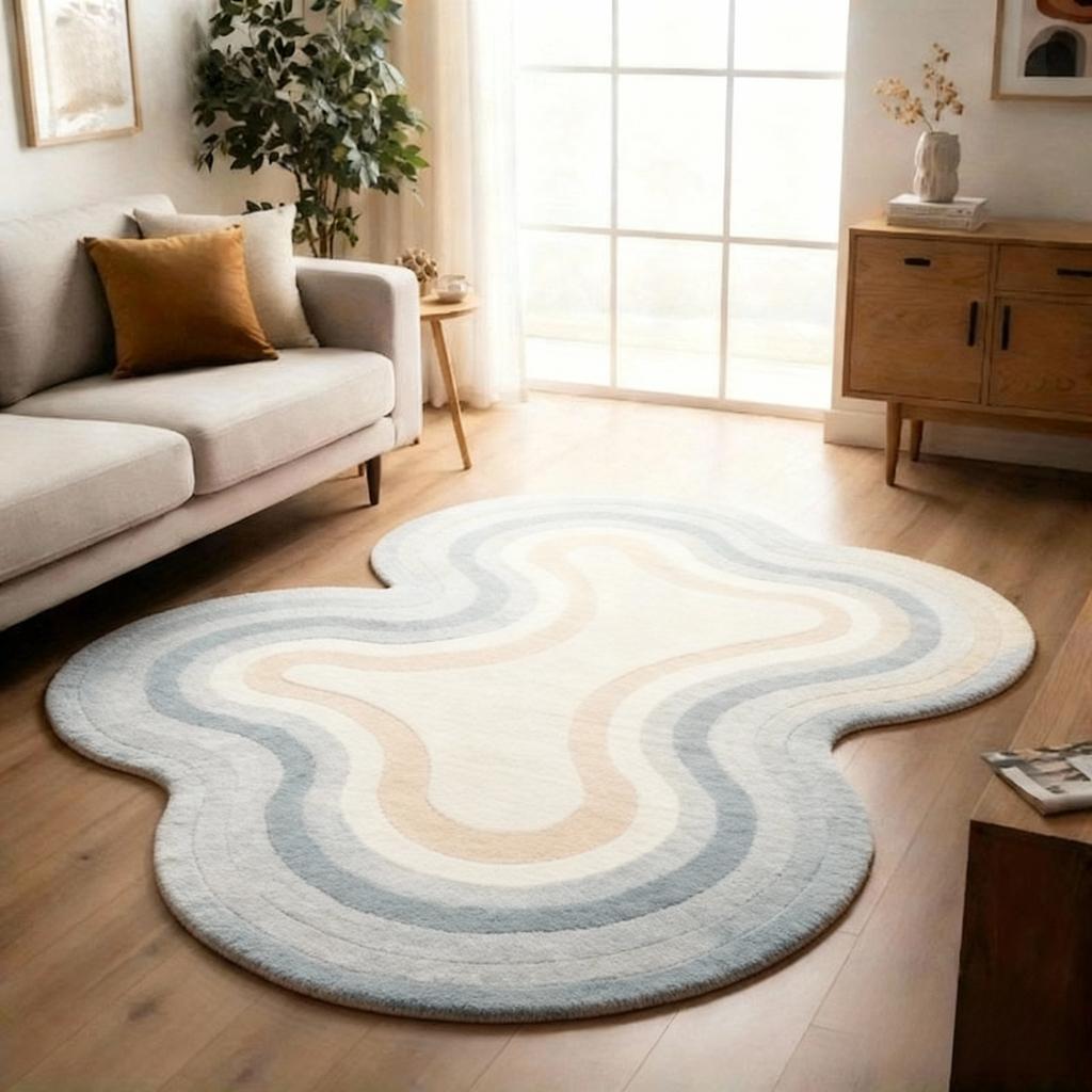 Irregular Shape Carpets for Living Room Fluffy Soft Lounge Dopamine Floor Mat Large Area Bedroom Decor Carpet Thickend Plush Rug