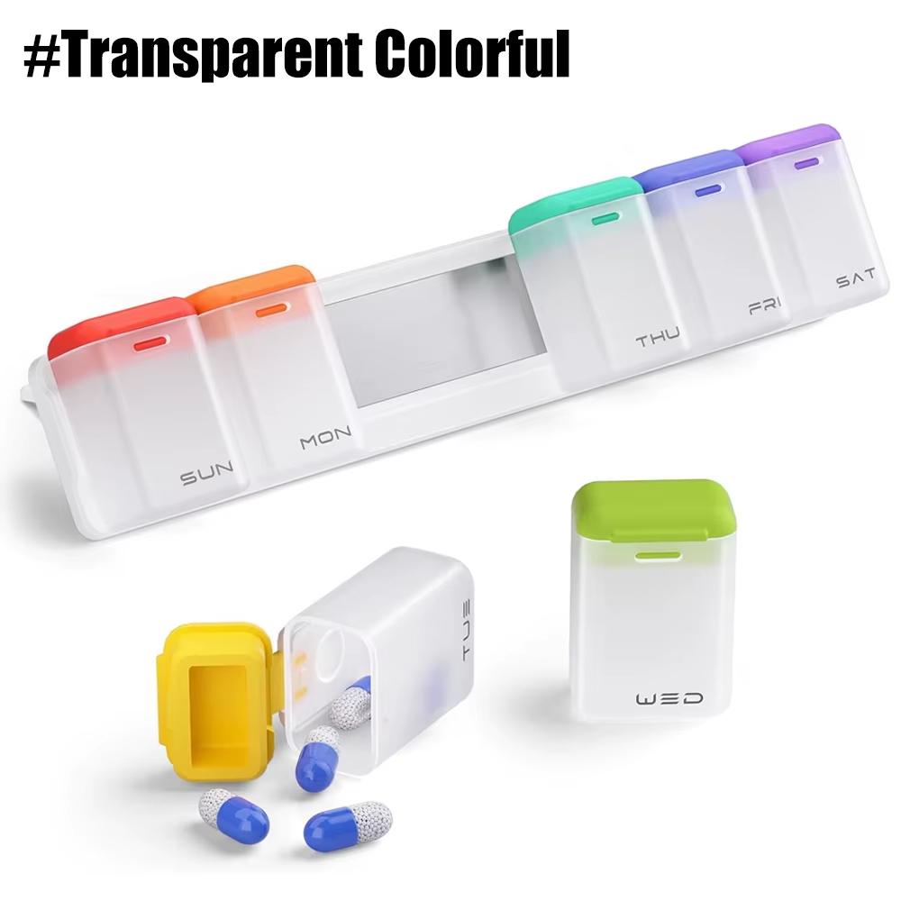UNTIOR Weekly Pill-Organiser Magnetic Removable Pills Case Travel Daily 7 Day 1 Time A Day Portable Medicines Fish Oil Dispenser