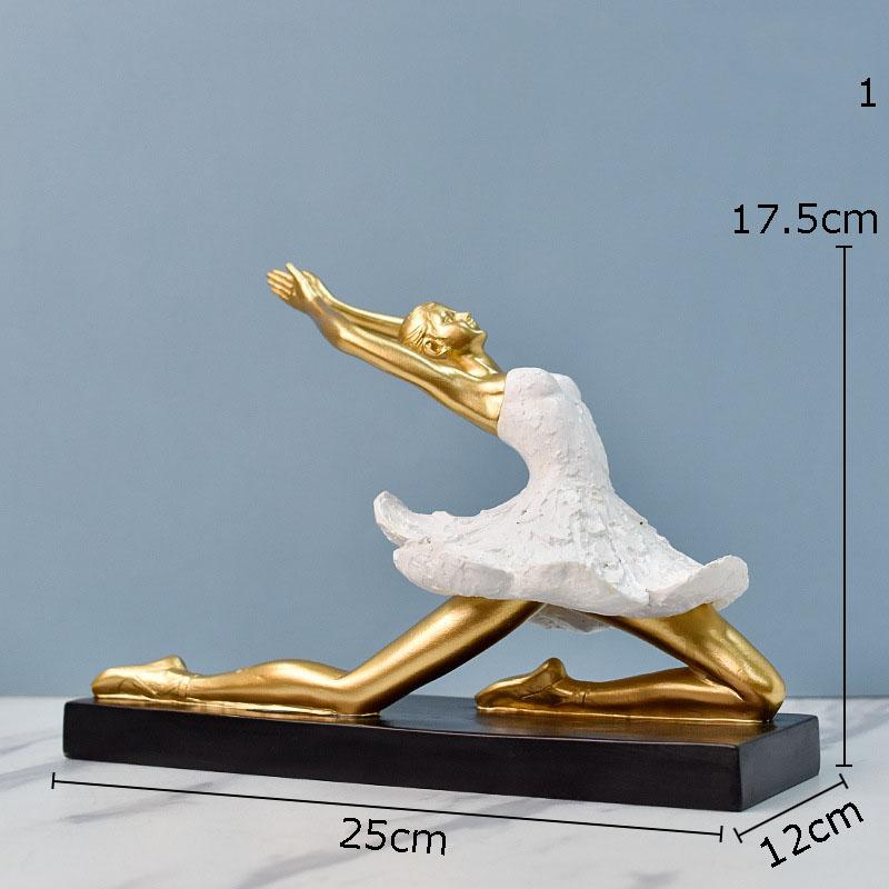Gold-plating Ballet Dancer Character Statue Desk Decoration Ballerina Artwork Figures Resins Sculpture Room Aesthetic Decor
