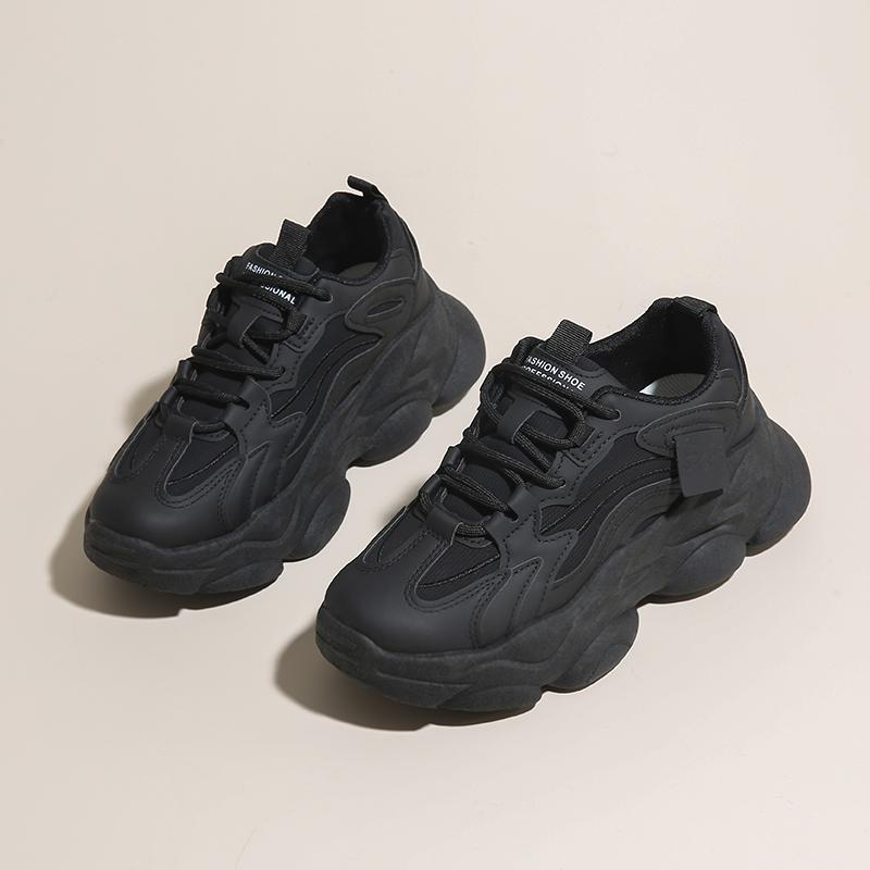 Women New Fashion Platform Sport Shoes Women  New Summer Black Casual Chunky Sneakers Women Mesh Leather Platform Shoes