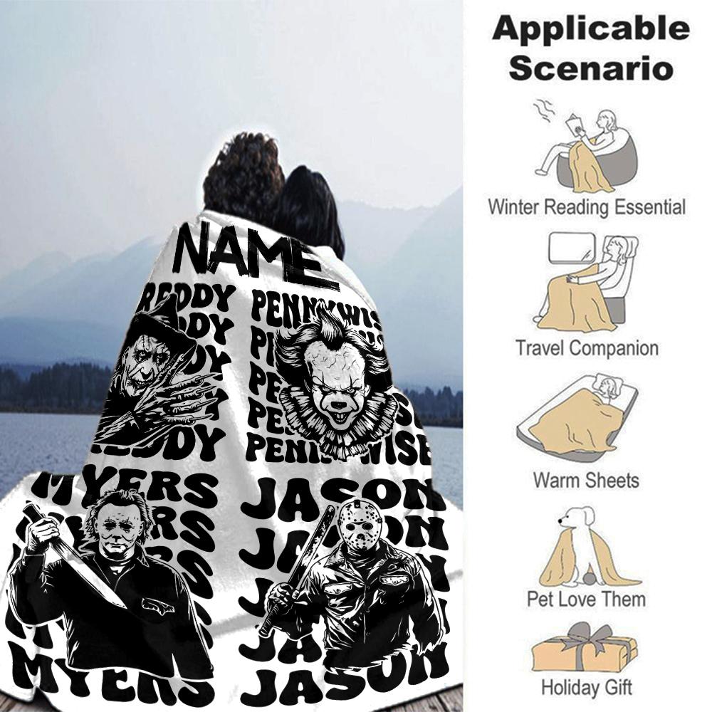 Customiz Name Personality Horror movies Blanket Soft &Warm Sofa Office Bed Travel Lunch Break Blanket, Gift Suitable All Seasons