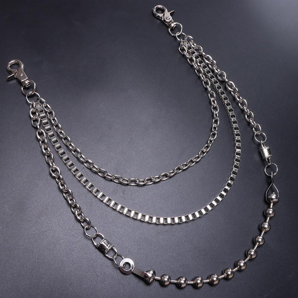 Metal Chain Waist Belt With Multilayer Beaded Design For Men And Women