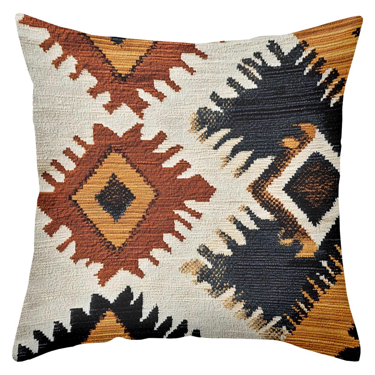 

2D flat printing Bohemian Patterned Pillows for Stylish Home Decor Polyester pillowcase sofa decorative cushion cover 16x16Inch