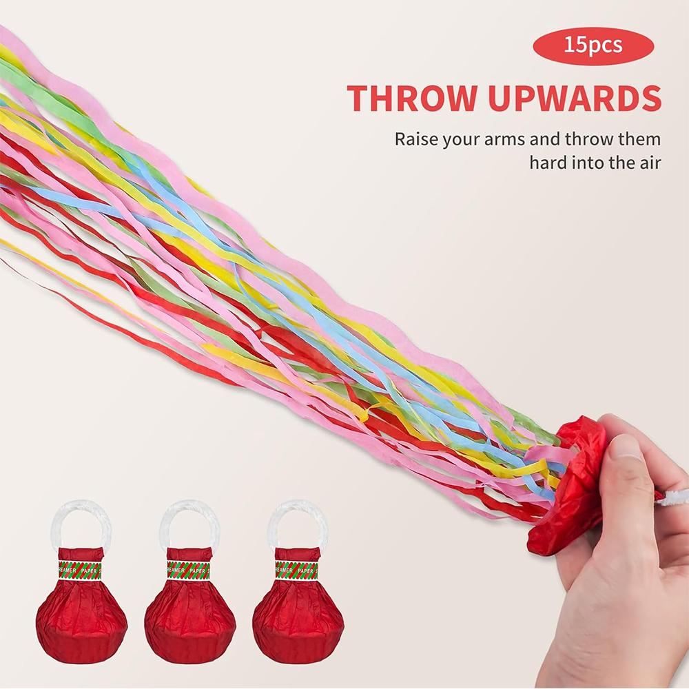 15pcs Birthday Streamers Hand Throwing Streamer for Wedding Christmas Graduation