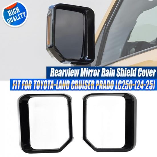 Rearview Mirror Rain Eyebrow Cover Gloss Black Fits Toyota LC250 Prado 2024 2025