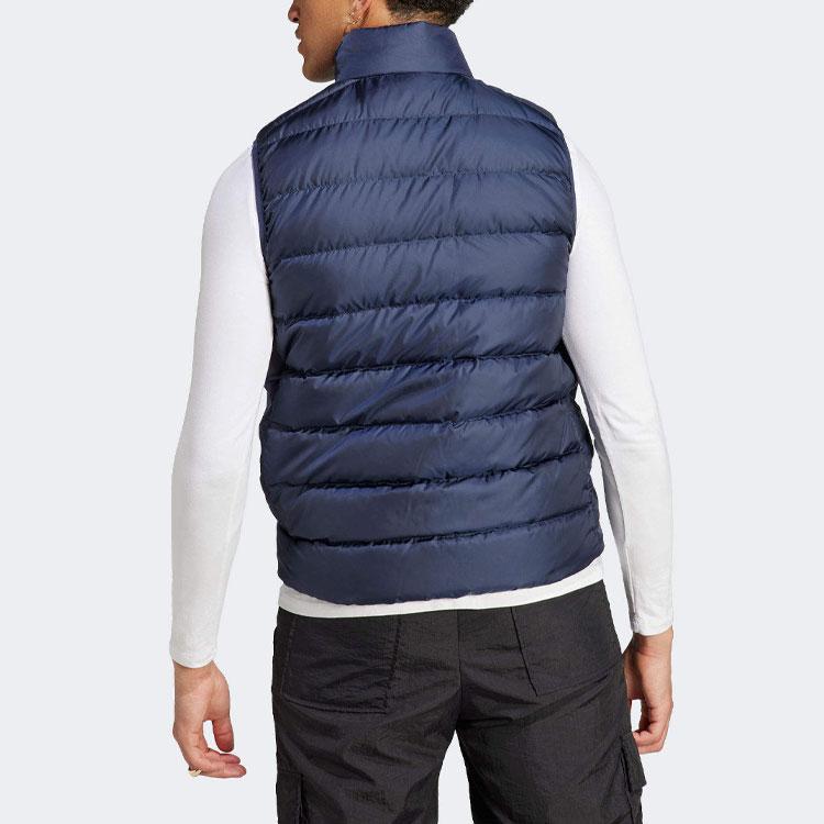Adidas Základní 3-pruhová lehká péřová vesta s kontrastním stojáčkem a zipem Pánská vesta Námořnická modř IK3210