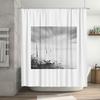 Cortina de Ducha Cascada Blanco Negro Abstracta Moderna Paisaje Bosque Naturaleza Decoración de Baño Tejido Lavable Textil para el Hogar