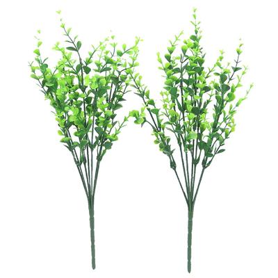 10 Stück Kunstpflanze 7 Gabeln Künstliches Mailänder Gras für Zuhause Hochzeitsparty Balkon Esstisch Dekoration