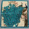 BYSIFA|Blue Green Peacock Silk Shawl Ladies Fall Winter Neck Head Scarf Scarf Summer Beach Shawls Chinese Style Silk Scarf Hijab