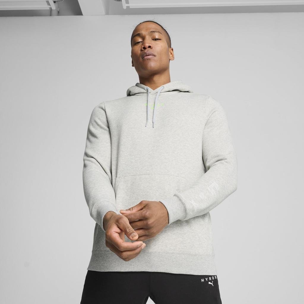 Puma X HYROX M Mikina s kapucí Heavyweight pro světle šedou melírovanou pro trénink a cvičení v posilovně (526896) Muži, Jaro/Léto 2025, (04),