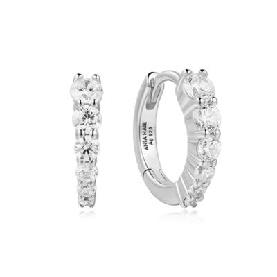 ANIA HAIE Silver Gradient Pave 925 Silver Hoop Earrings E061-06H