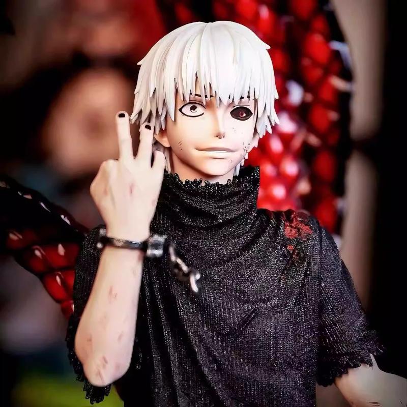 New 35Cm Tokyo Ghoul Gk Ken Kaneki White Hair 4 Kagune Action Figure Double Head Statue Collectible Anime Model Toy Desk Decor