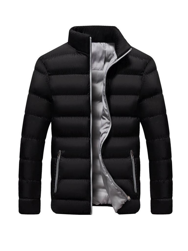 Men's Thickened Cotton-Padded Sports Jacket: Stand-Up Collar, Casual Outdoor Coat for Autumn & Winter