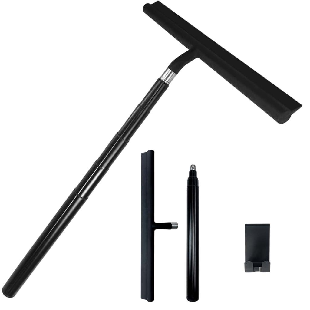 Expandable Bathroom Window Cleaner Steel Long Handle Shower Scraper with Nonslip Hook Multipurpose Surfaces Maintenance
