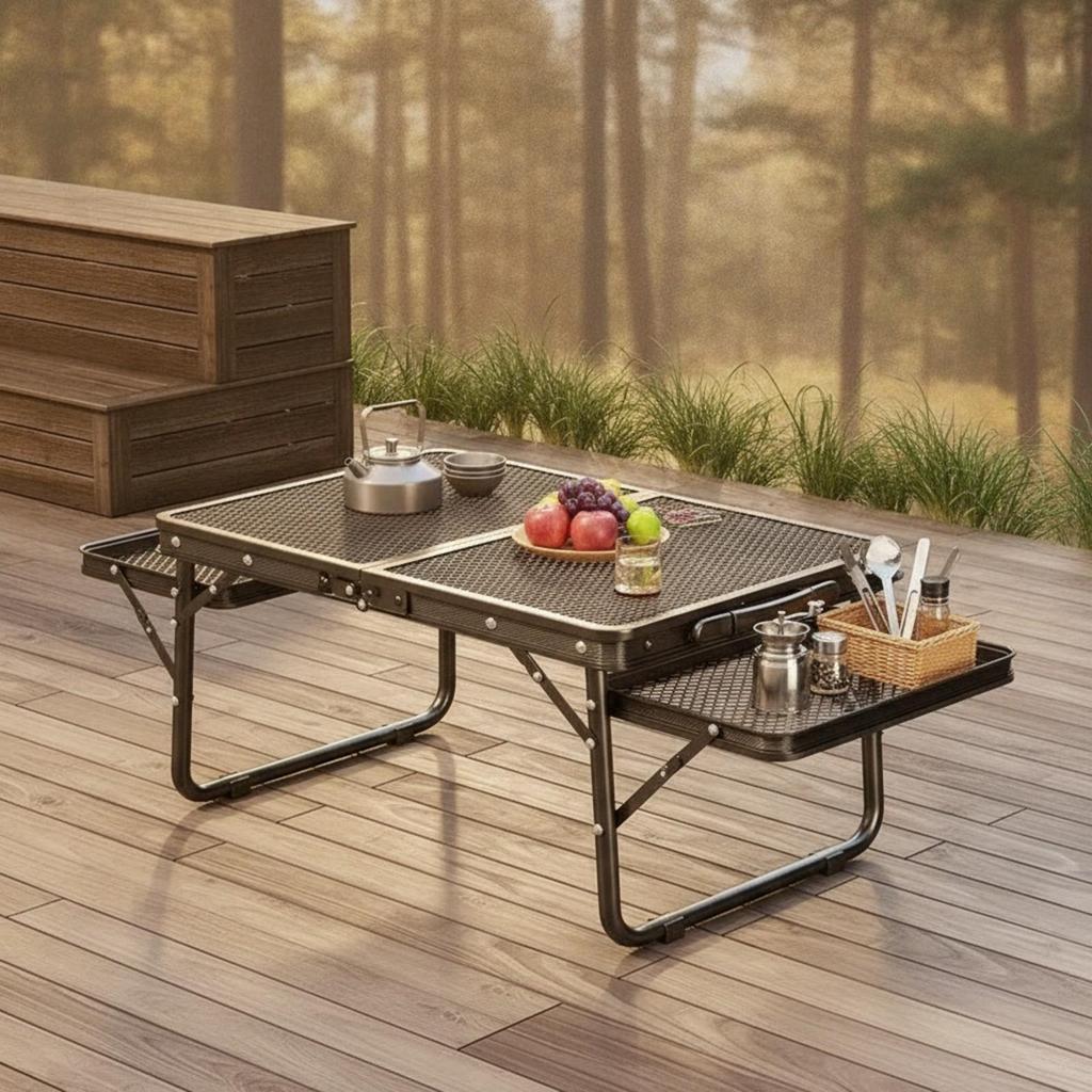 Portable Picnic Table with Mesh Top Easy Setup Folding Outdoor Lightweight