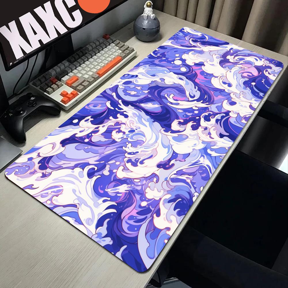 Fioletowa Fala Podkładka pod Mysz Abstract Design Podkładka na Biurko Artystyczna Podkładka pod Mysz Z Antypoślizgową Gumową Podstawą Obszyta Krawędź Podkładka na Biurko do Pracy