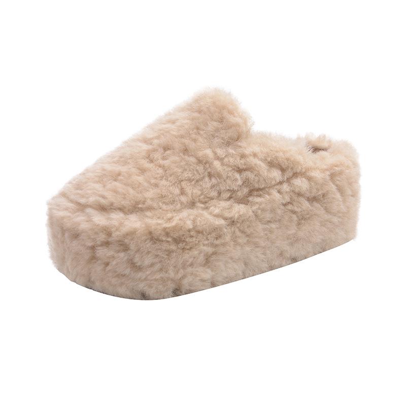 Women's Thick-Soled Fur Slippers - Fairy Style, 2024 Korean Autumn/Winter, Non-Slip Indoor Cotton.