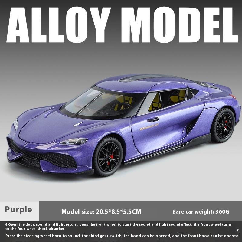 1/24 Scale Koenigsegg Gemera GT Supercar Alloy Diecast Model Car Sound and Light Home Trendy Ornaments Exquisite Simulation Decorative Gifts Boy