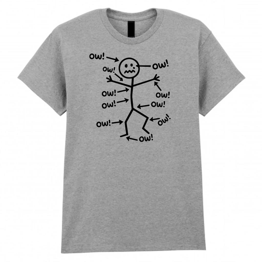Ow Ow Ow Funny Tshirt Stick Sarcastic Pain Meme Tee Humor Funny Cartoon Gift For Friends Trendy Meme Shirt Casual Comfortable