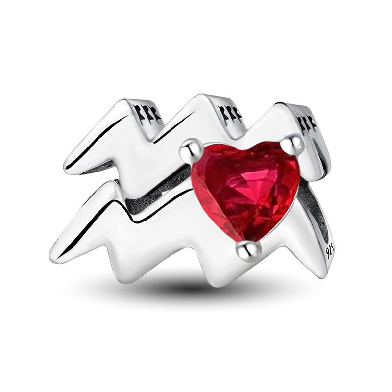 Copper Twelve Constellation Love Heart Zircon Beads Diy Bracelet Bangle Making Gift Of High Quality Fine Jewelry