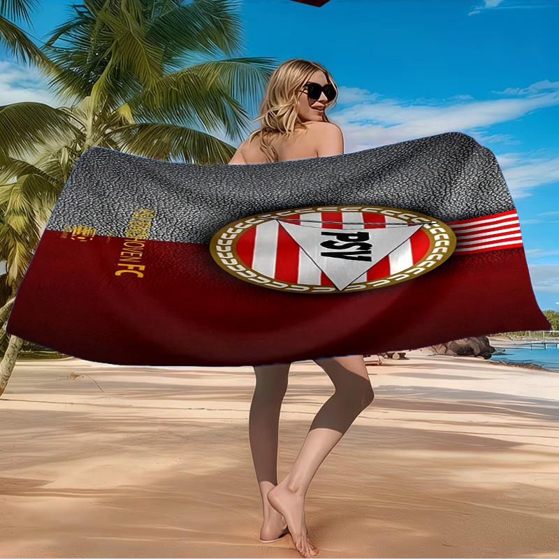 Asciugamano da Spiaggia con Stemma Psv Eindhoven in Microfibra, Leggero e Asciugatura Rapida, per Viaggi Estivi, Piscina, Regalo di Compleanno
