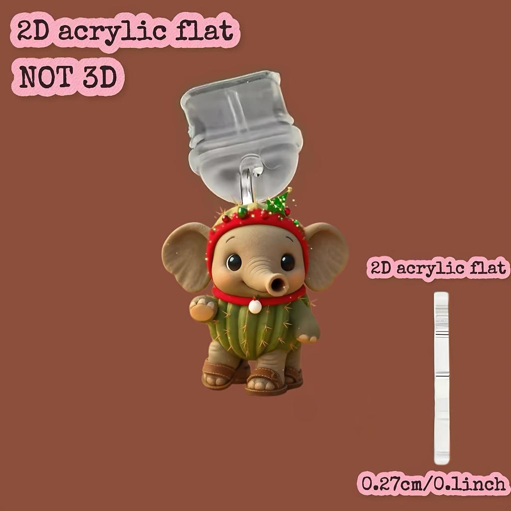 2D Cute Christmas Cactus and Elephant Phone Dust Plug, Adorable Design, Easy to Use, Good Dust Protection, Long-Lasting Protection for the Interface