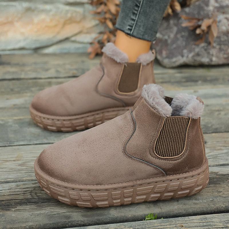 

Женские Новые Зимние Новые Модные Дизайнерские Ботильоны на Толстой Подошве с Круглым Носком, Нескользящие, Короткие Ботинки, Женские Уличные Плюшевые Теплые Ботильоны 36 хаки