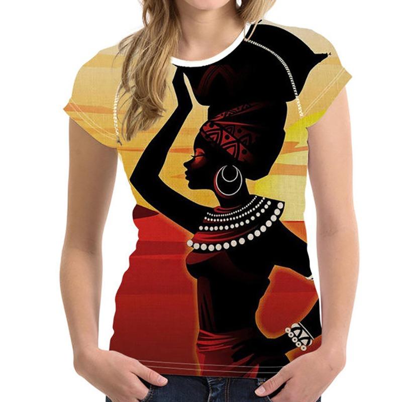 New African Girls T-shirt 3D Print Ethnic Style Tees Women Streetwear Short Sleeve T Shirts Harajuku Oversized Y2k Tops Clothing