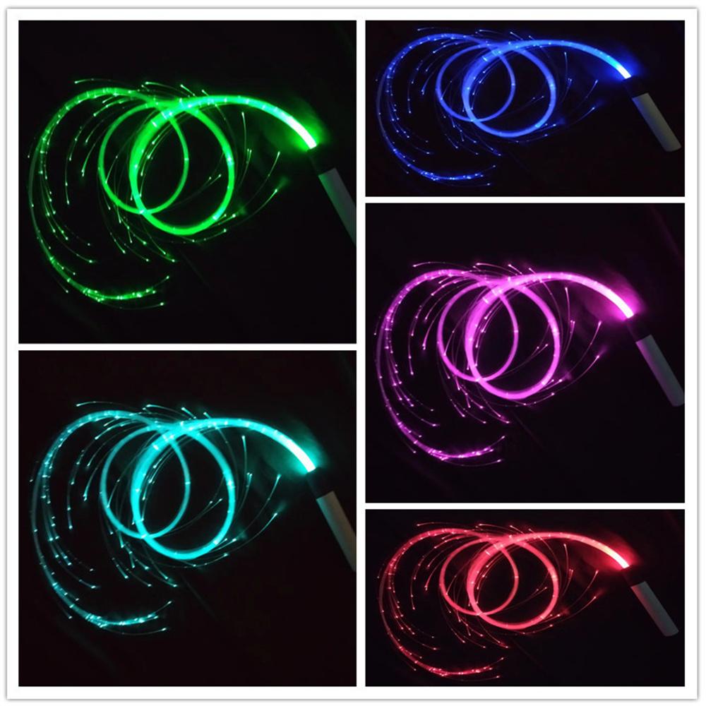1Pc Rechargeable LED Fiber Optic Dance Whip 360° Swivel Super Bright Light Whips