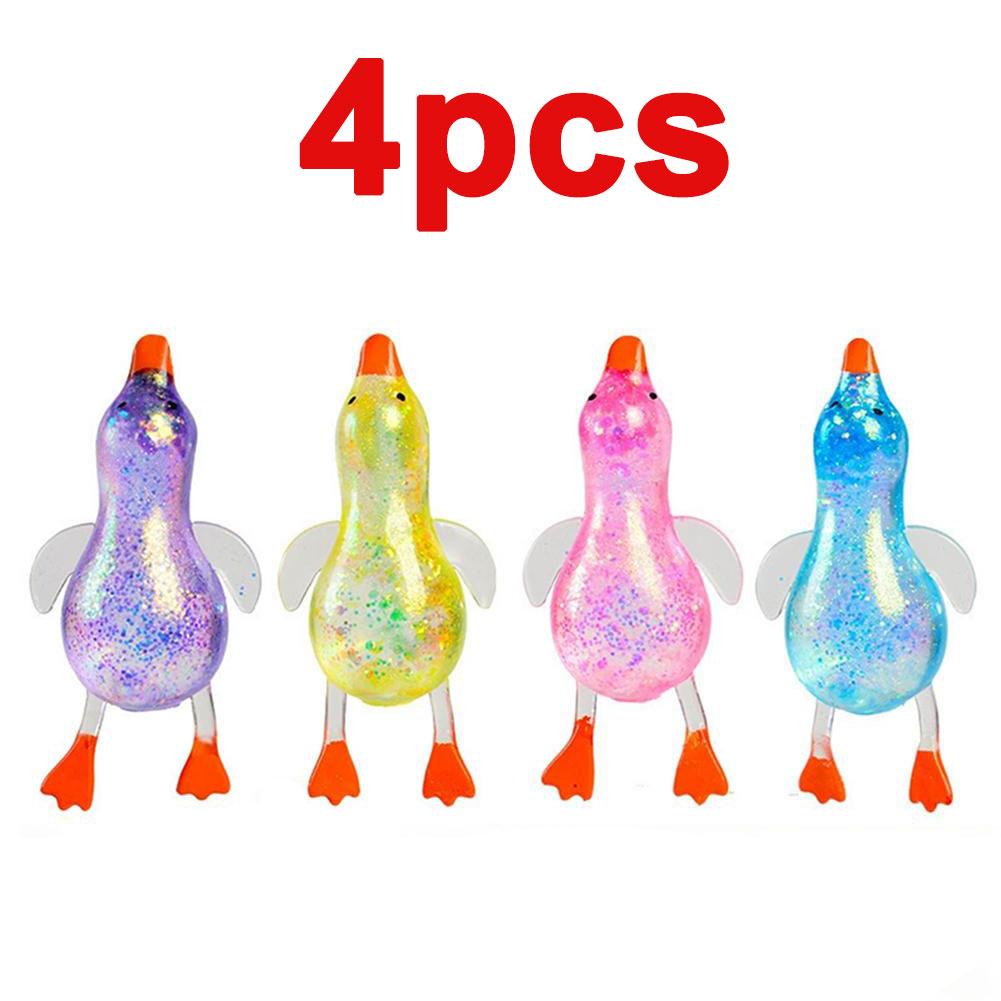 Stress Relief Squeeze,Squishy Glitter Ducks,Kids Squishy Fidget Toy,Animal Stress Balls,Bulk Party Favors Easter Basket Stuffers