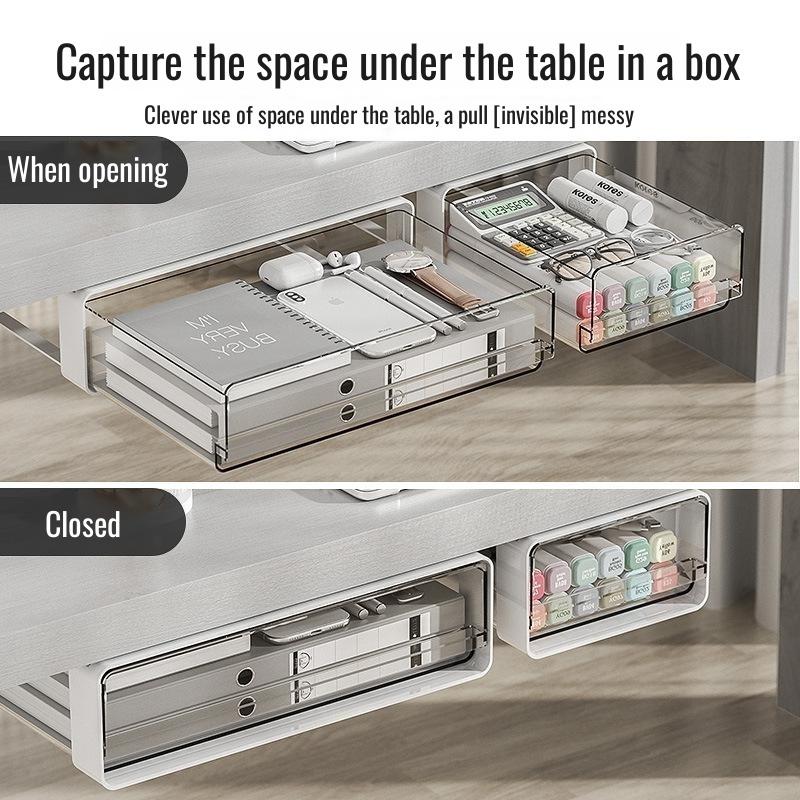 Under Desk No-Punch Invisible Organizer Office Workstation Miscellaneous Shelves Under Desk Drawer Stationery Storage Boxes