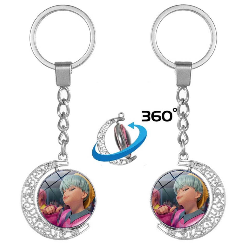 Anime Peripheral Double-sided Rotating Keychain, Creative Peripheral Key Ring Accessories Key Chain Ring