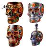 Niche Atmosphere Bar Decor Day of The Dead Wine Glass, with 3D Relief Painting, Hand-Painted Decorative Glass for Home Gothic Skull Whiskey
