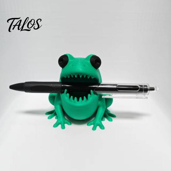 Talos Cute Frog Pen Holder, 3D Printed Figurine, Cartoon Desk Organizer, Multifunctional Storage for Pens Pencils Markers, Office School Decor