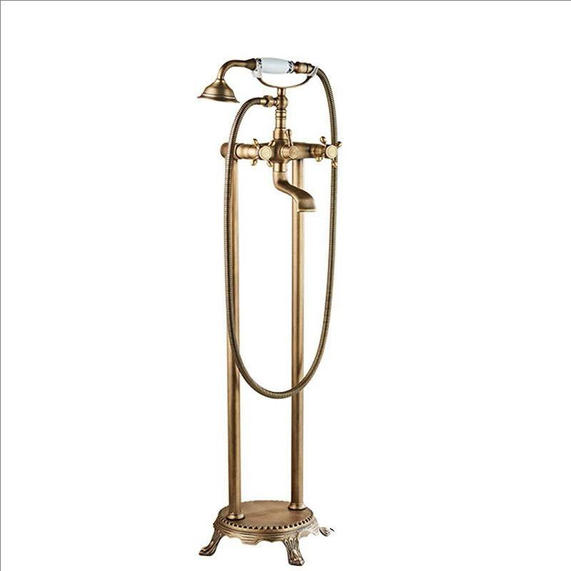 Brass Floor Standing Bathtub Shower Faucet Swivel Spout Bathroom shower faucet Mixers Taps Standing Bathtub Faucet