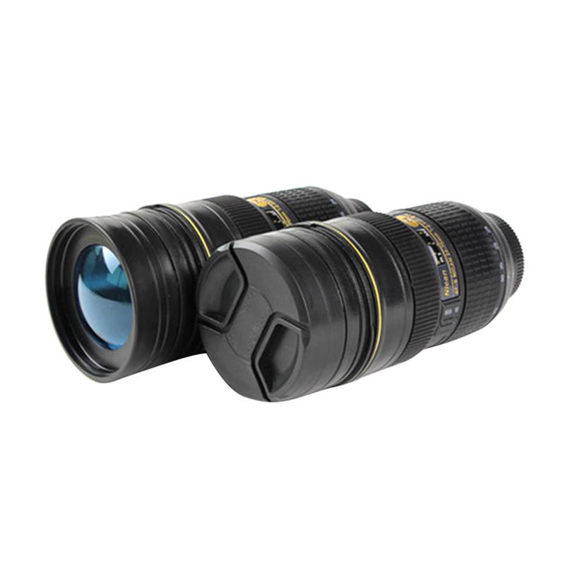 Cupa Obiectiv SLR Model Obiectiv Telescopic Cameră Cupă Casual din Plastic cu Capac Cană de Cafea Negru Cănă de Apă Cadou Creativ