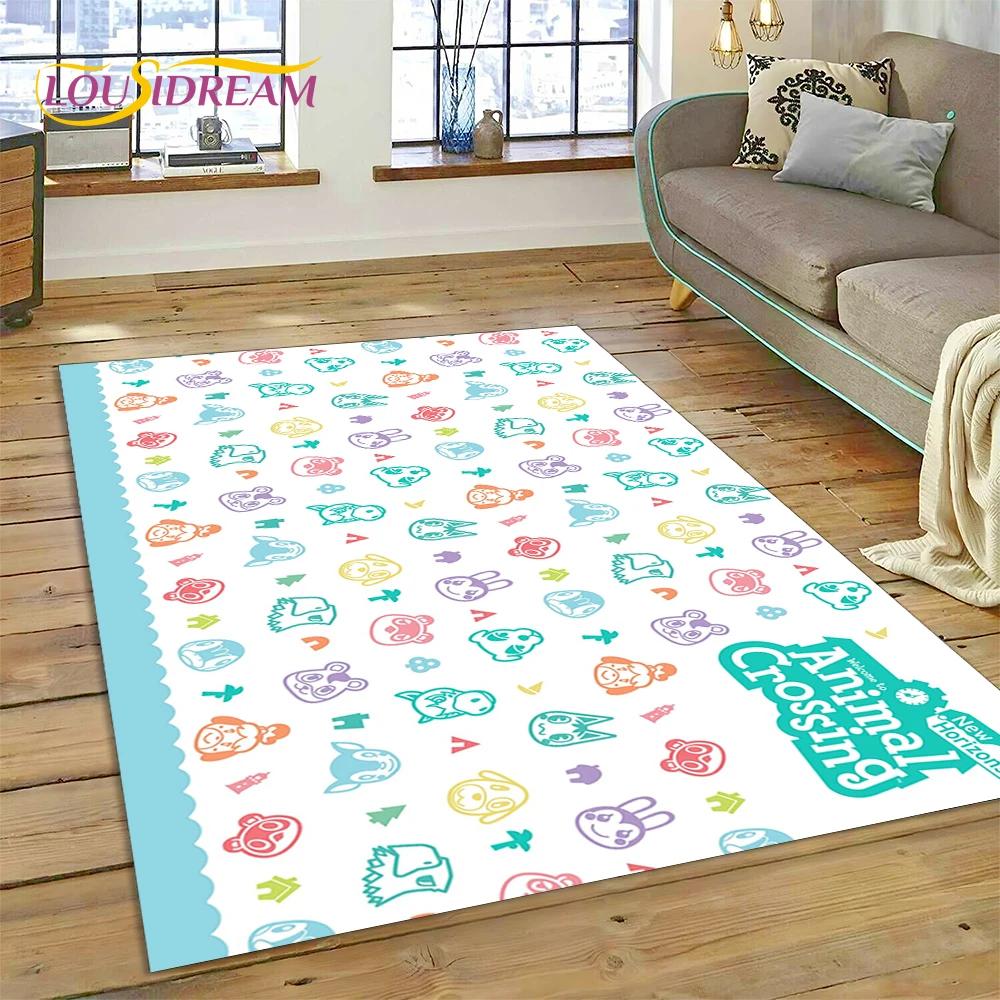 Niedlicher Animal Crossing New Horizons Cartoon Teppich für Schlafzimmer Wohnzimmer Zuhause Sofa Dekoration, Kinderspiel Große Dekor Bodenmatte