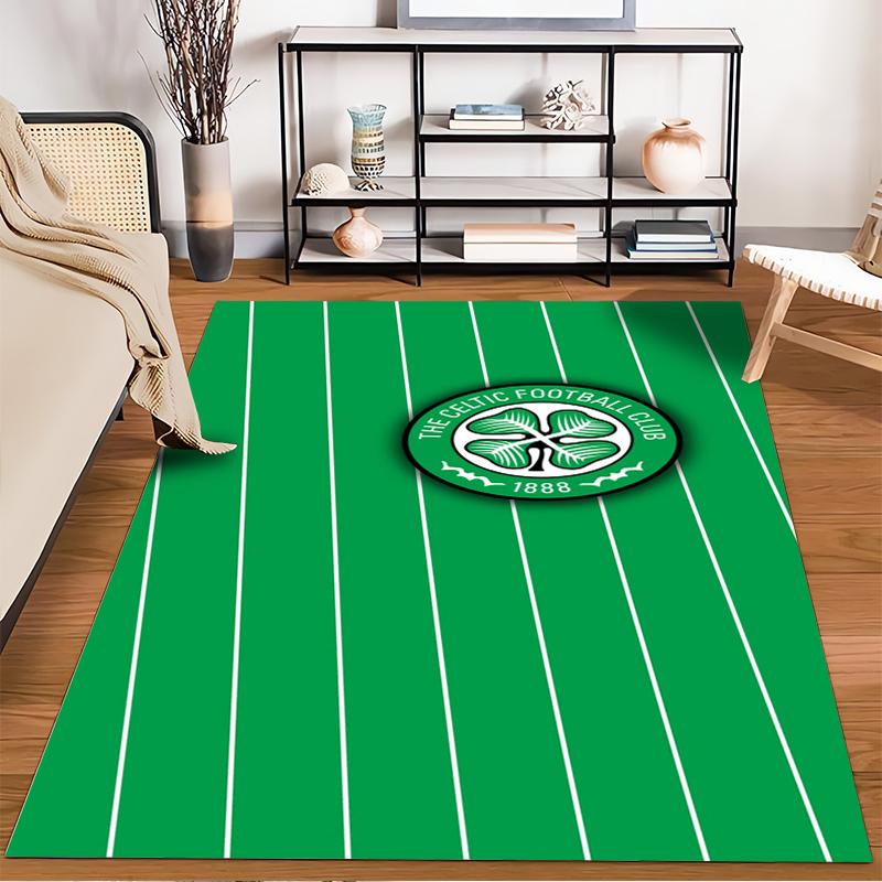 Celtic Football Club Teppich mit grünen Streifen Rutschfester Teppich geeignet für Wohnzimmer- und Schlafzimmer-Sofas.
