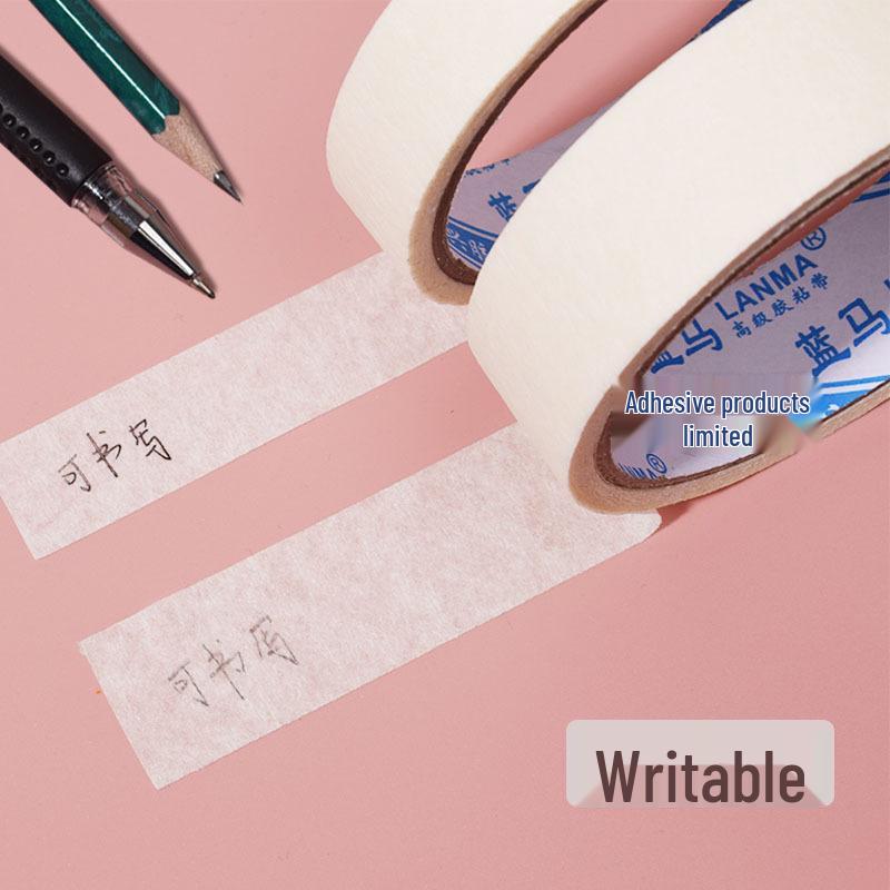 White Crepe Masking Tape: No Residue, Easy to Tear, Writable, Medium Strength Adhesive for Auto Paint & Art.