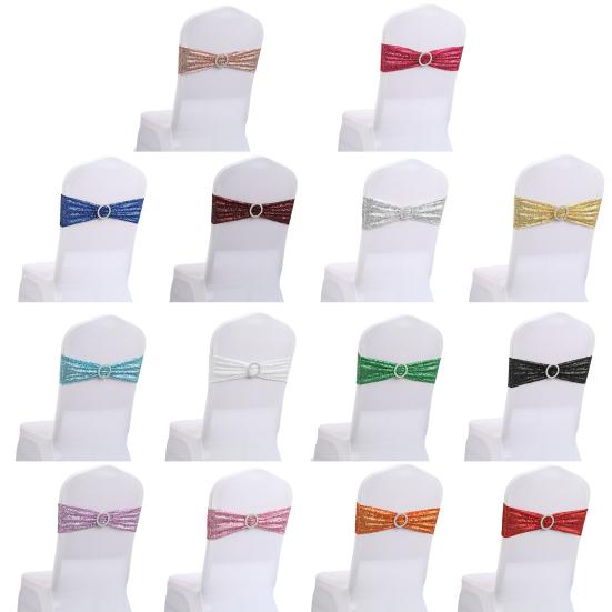 Potah na židli Poutavá elasticita Vynikající mašle na opěradle židle Sequinová stuha Párty dekorace