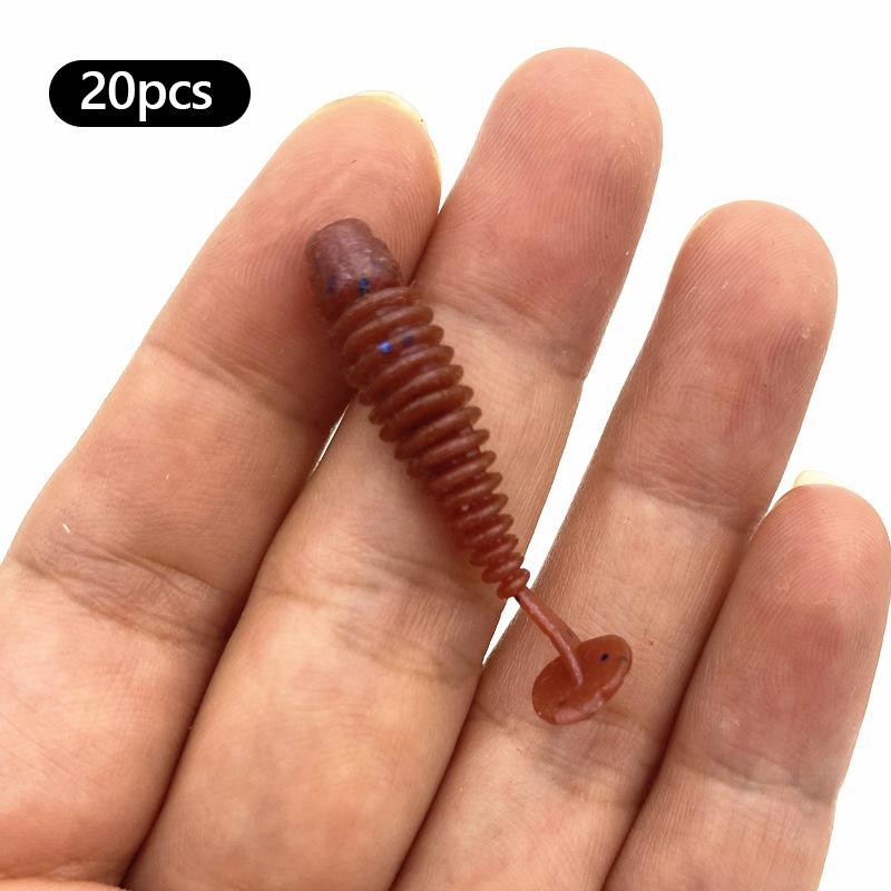 

20 шт., приманка для рыбалки, 36 мм/0,6 г, ультра-маленькая мини-приманка с Т-образным хвостом, мягкая приманка с рыбьим корнем, мягкая приманка 36mm/0.6g&20pcs бордовый