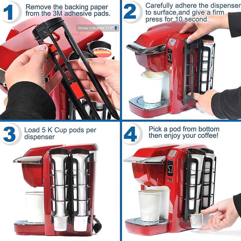 2Pcs Coffee Pod Holder Space Saving K-Cup Pod Storage Organizer Compatible With Keurig Coffee Makers Dual-Compartment Organizer