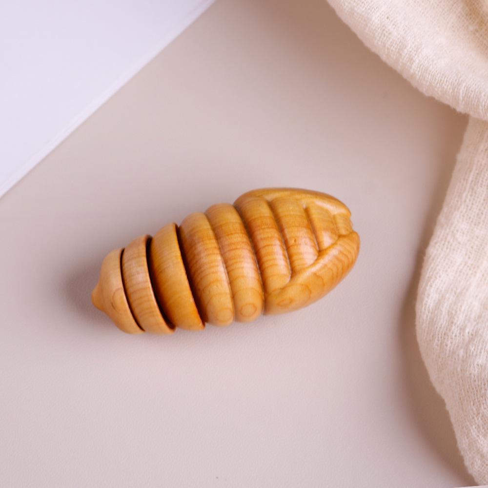 Sandalwood Carved Silkworm Pupa Handheld Ornament