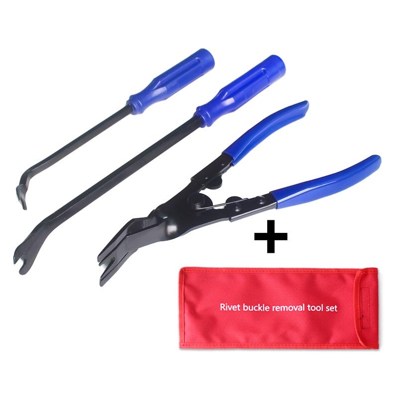 3-Piece Automotive Fastener and Rivet Removal Tool Set: 6-inch & 8-inch Screwdrivers, Pliers for Car Clip and Decorative Opening.