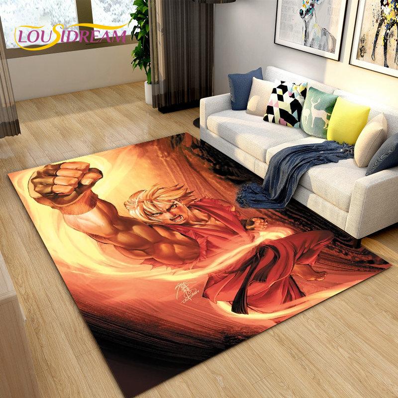 Street Fighter Retro Game Gamer Area Rug,Carpet Rug for Living Room Bedroom Sofa Doormat Decoration, Kid Play Non-slip Floor Mat