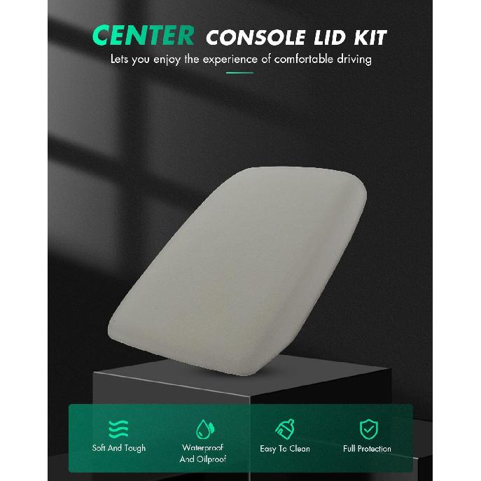 SCITOO Auto Grey Armrest Center Console Lid Skin Cover With Base Replacement Fit For 2008-2014 For Toyota Highlander