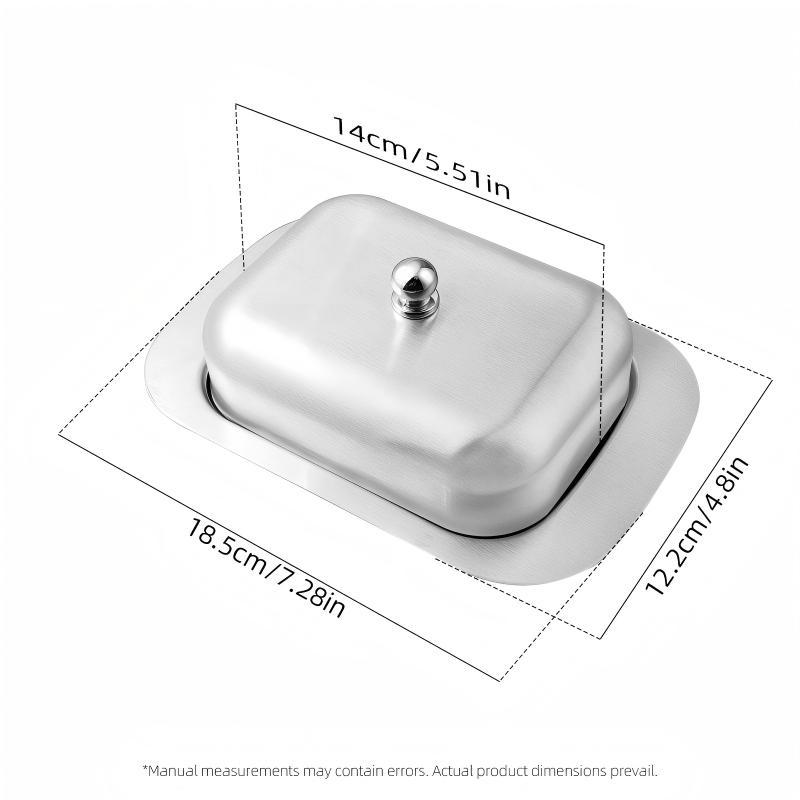 1SET Stainless Steel Butter Box with Lid, Rectangular Butter Box, Cheese Box, Pastry Tray, Bread Box, Snack Storage Plate