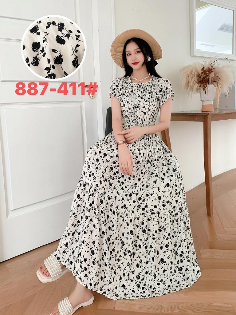 Seaside vacation beach dress cotton floral dress female shabahemi muslim